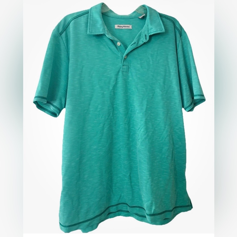 Rare HTF TOMMY BAHAMA 'Double Tempo' Spectator Jersey Polo Shirt, XL Mint Mojito
